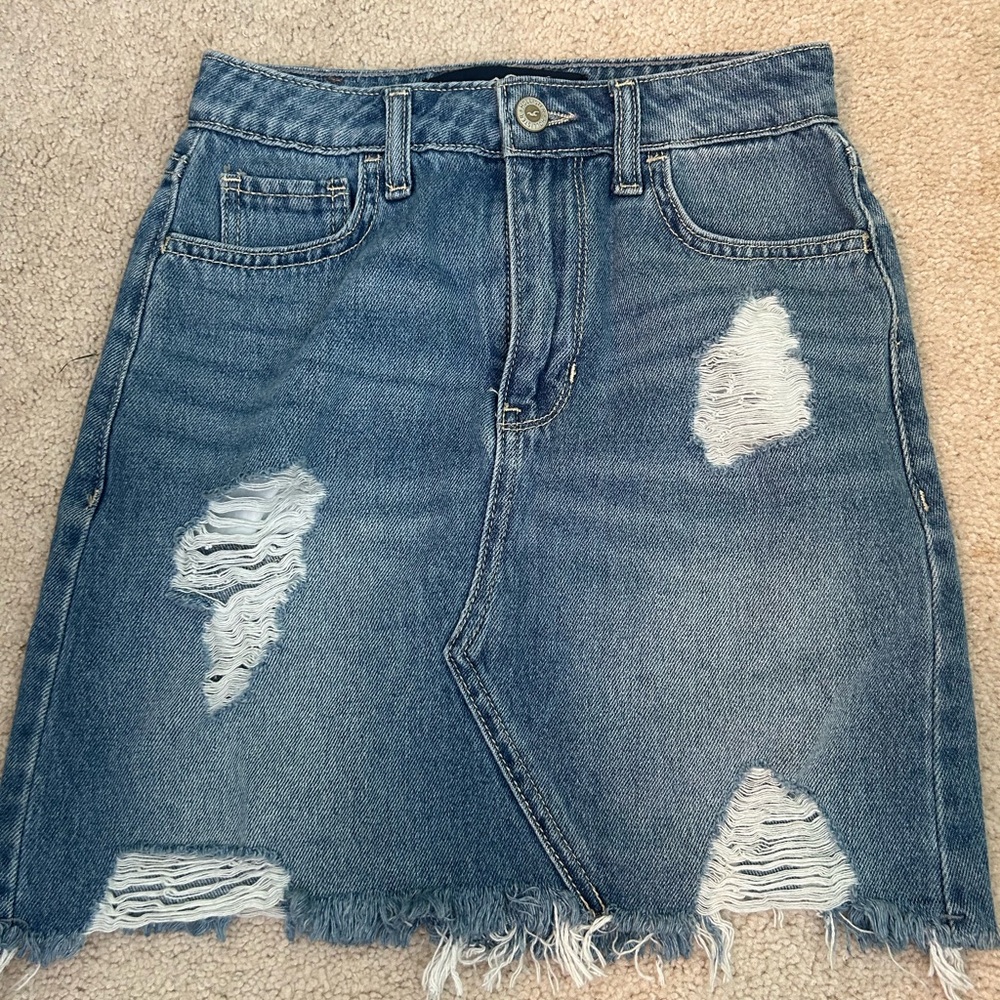 Hollister Blue Distressed Denim Pencil Skirt